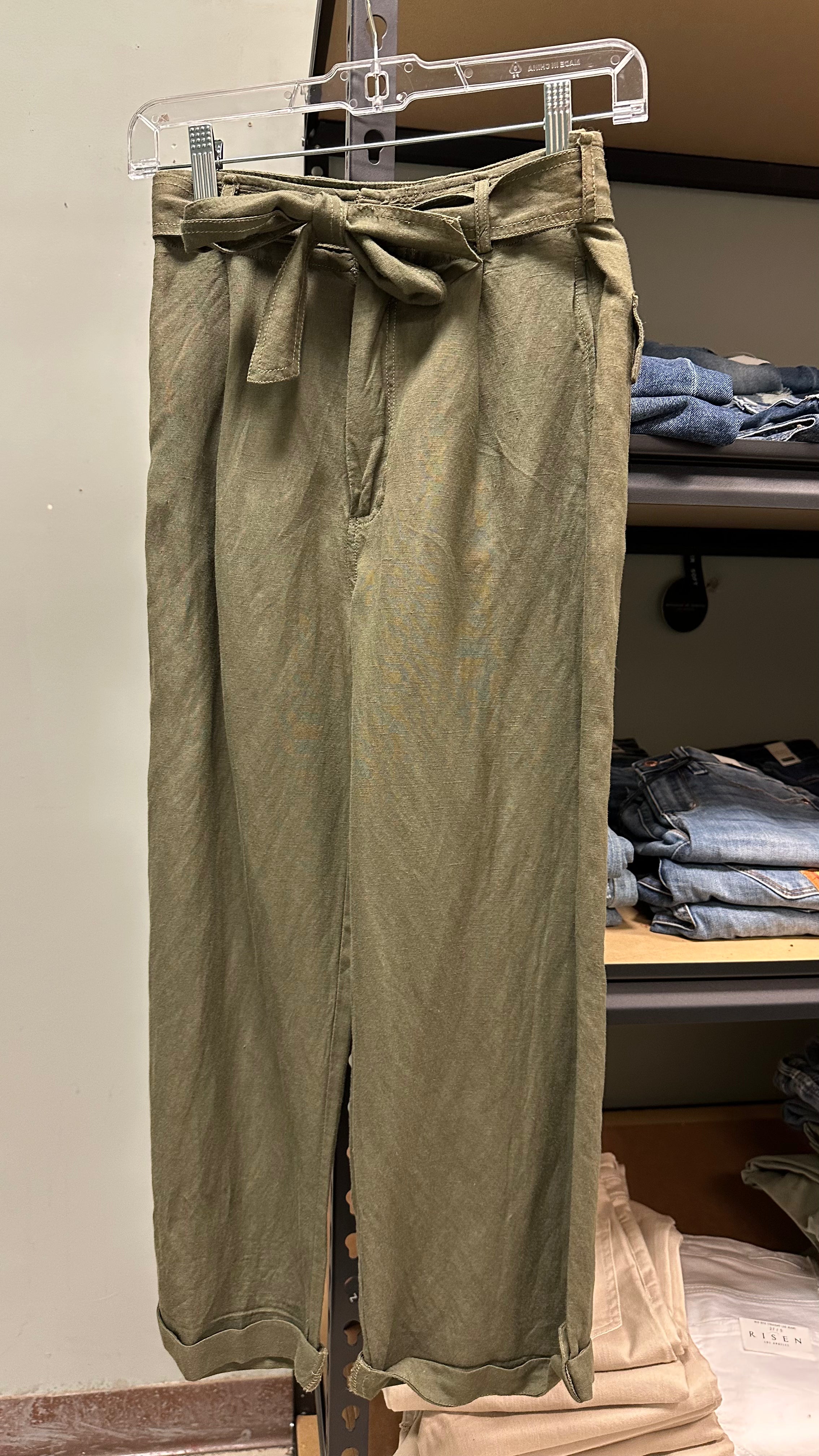Velvet Heart Drawstring Belted Pant (Army Green)