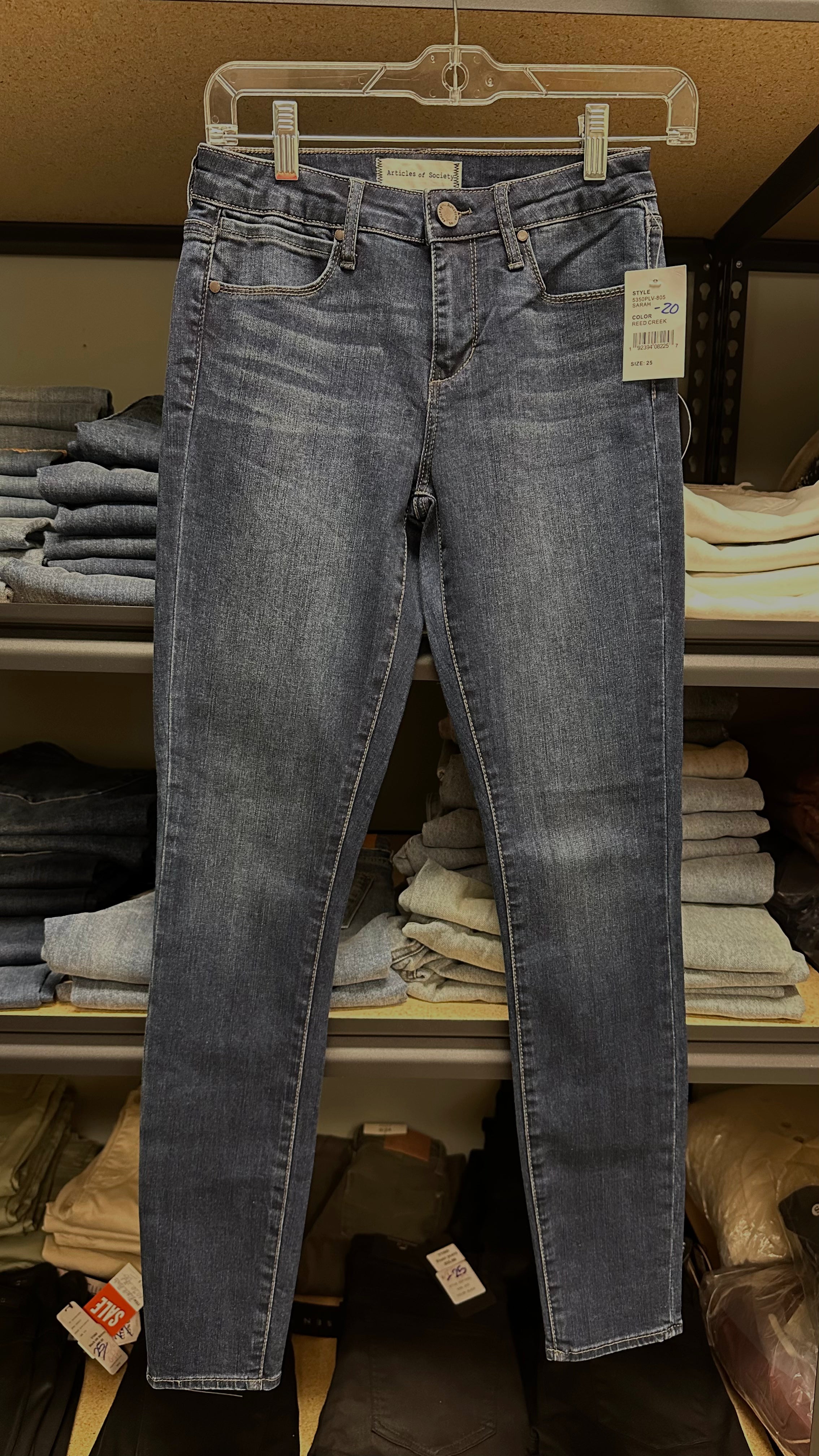 Articles of Society Dark Button Whisker Skinny Jeans (Dark Wash)