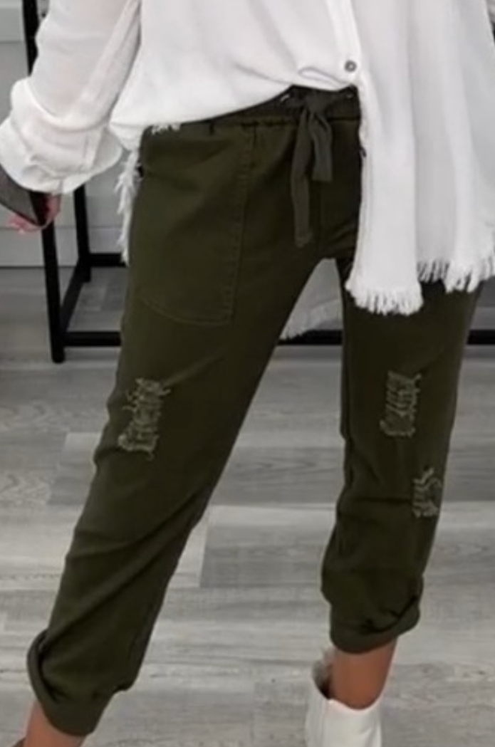 White Birch Drawstring Jogger Pants (Olive)
