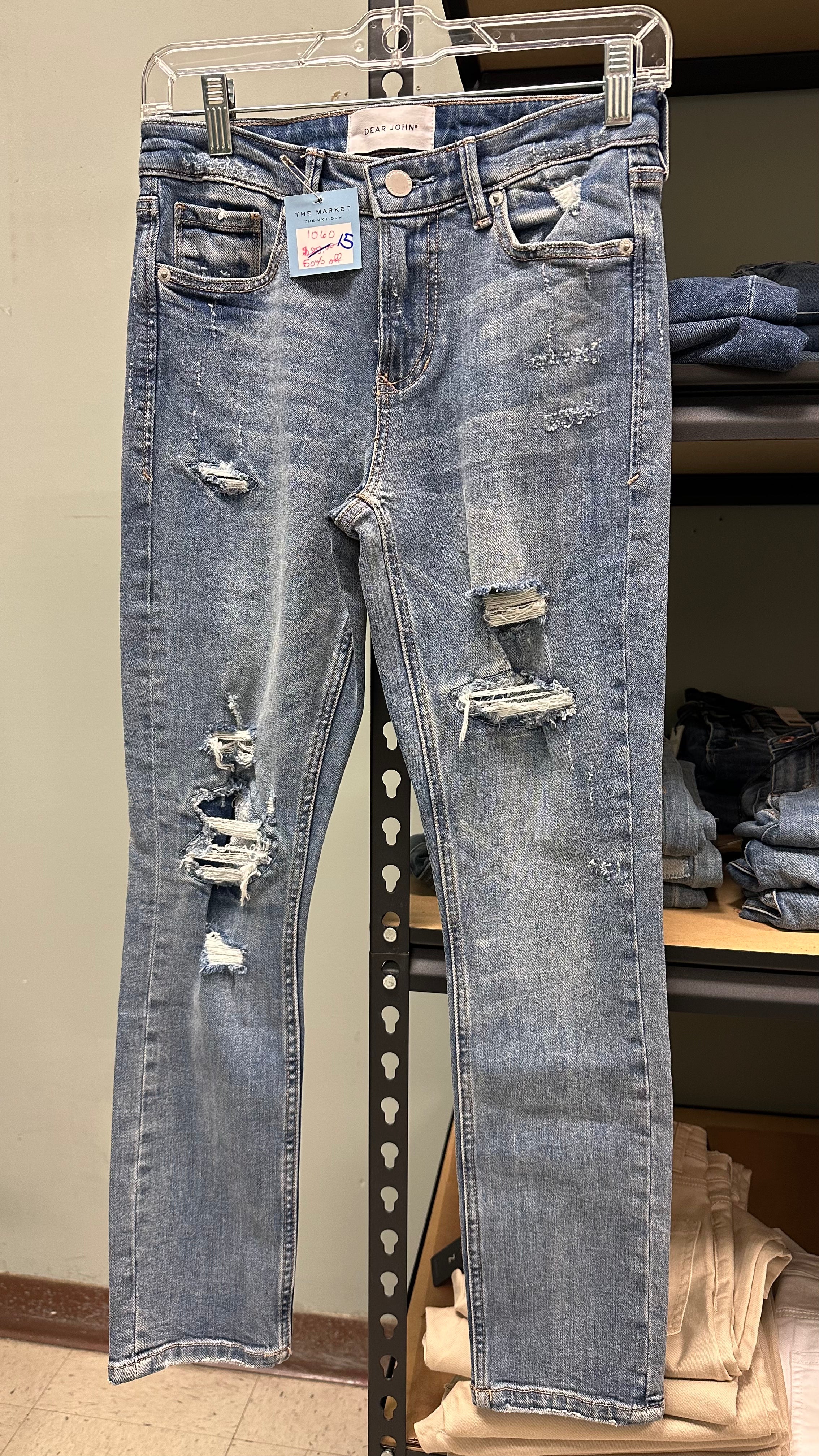 Dear John Aiden Slim Distressed Girlfriend Jeans (Medium Wash)