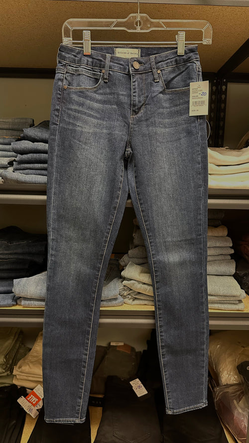 Articles of Society Dark Button Whisker Skinny Jeans (Dark Wash)