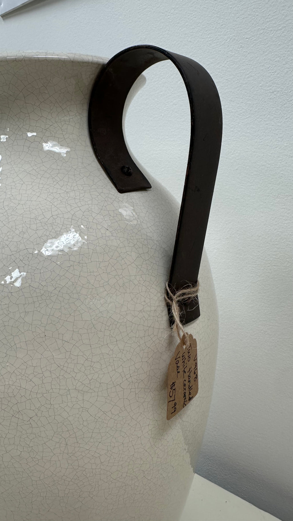 Two-Handled Ivory Ceramic Vase