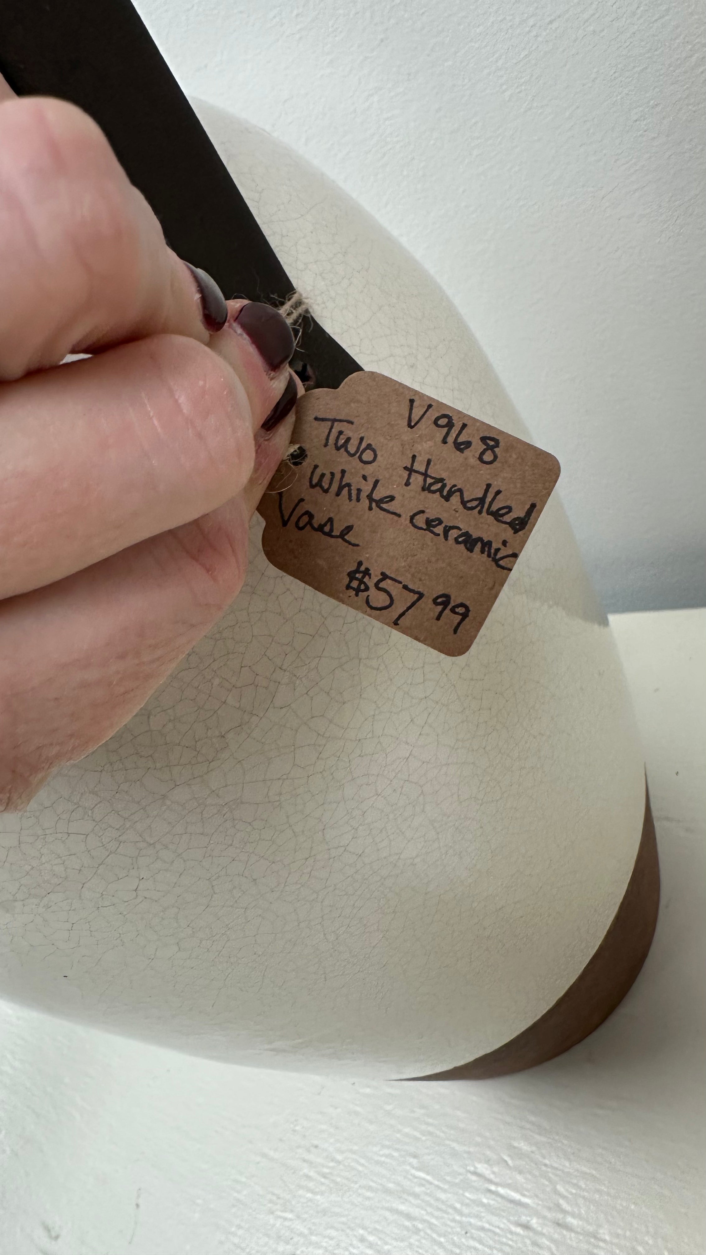 Two-Handled Ivory Ceramic Vase