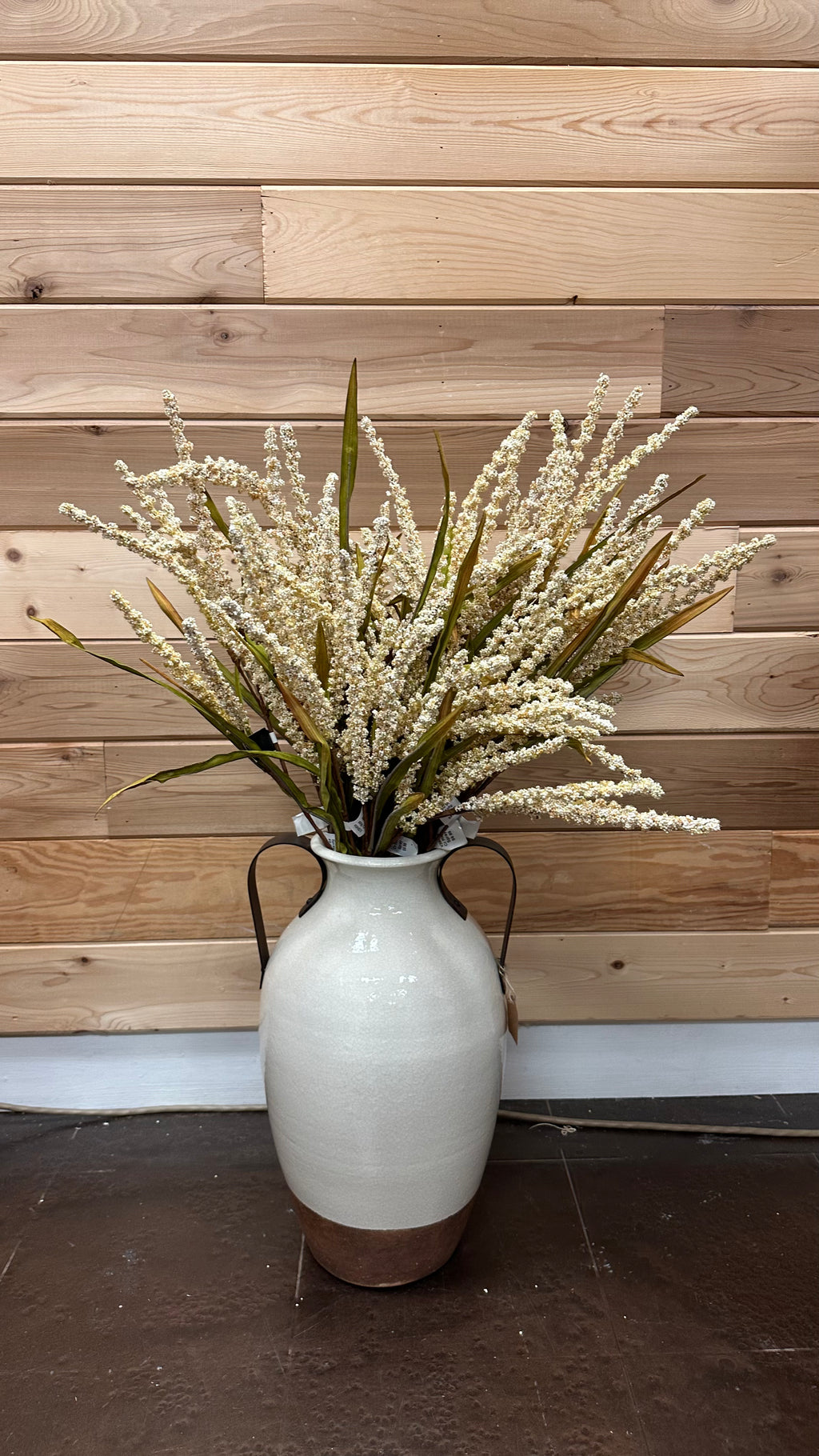 Two-Handled Ivory Ceramic Vase