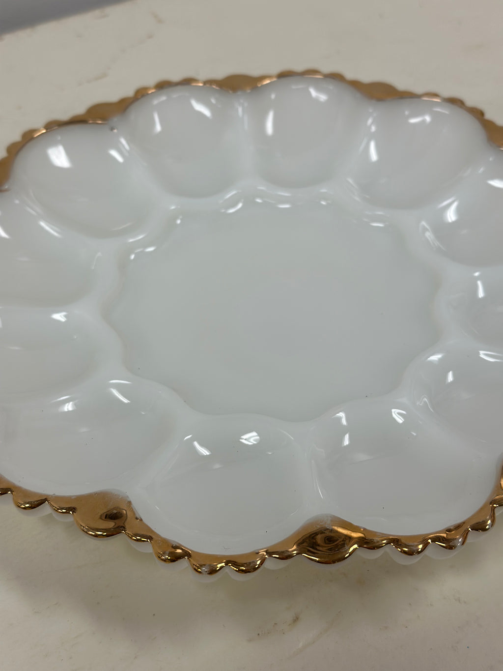 Vintage Milk Glass Anchor Hocking Deviled Egg Dish