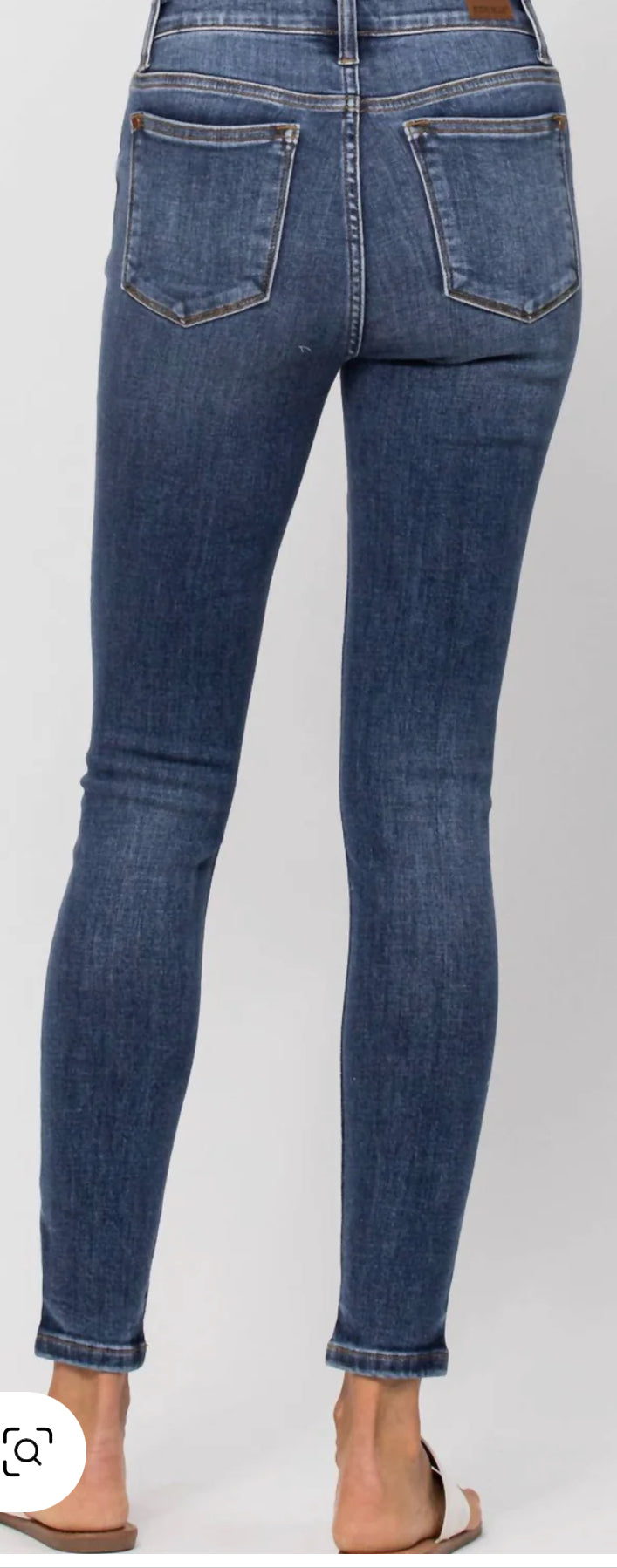 Judy Blue Whisker Wash Midrise Skinny Jeans (Dark Wash)