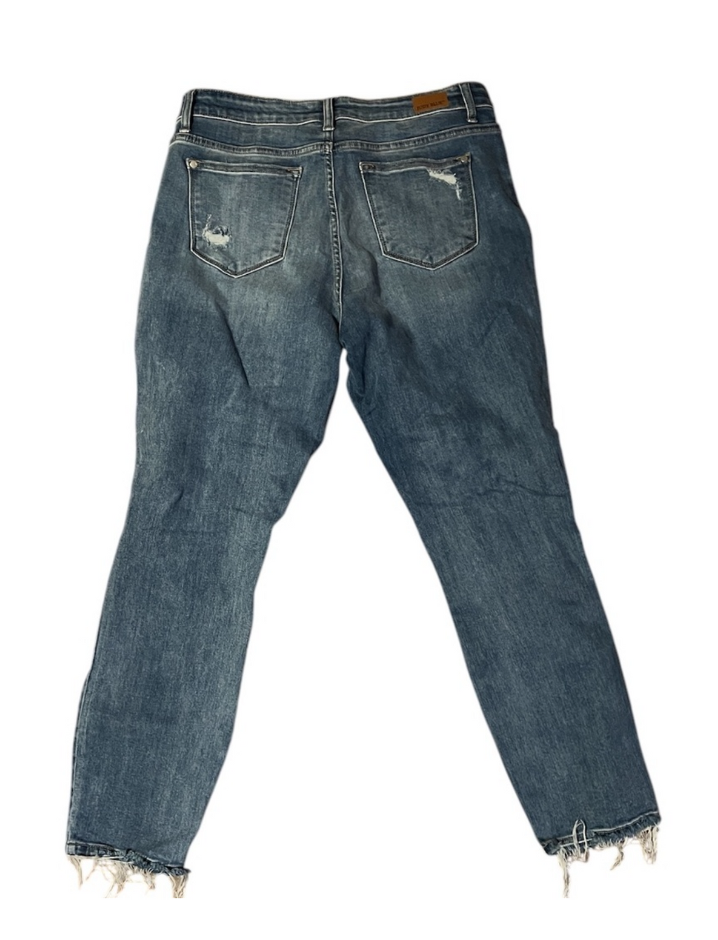 Judy Blue Highly Distressed Bootcut Jeans with Step Hem (Dark Wash)