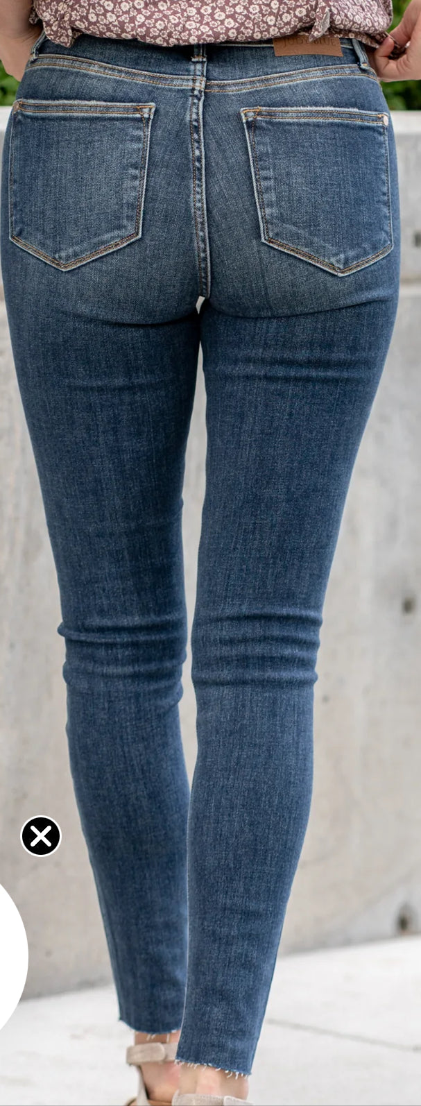 Judy Blue Whisker Wash Raw Hem Midrise Skinny Jeans (Medium Wash)