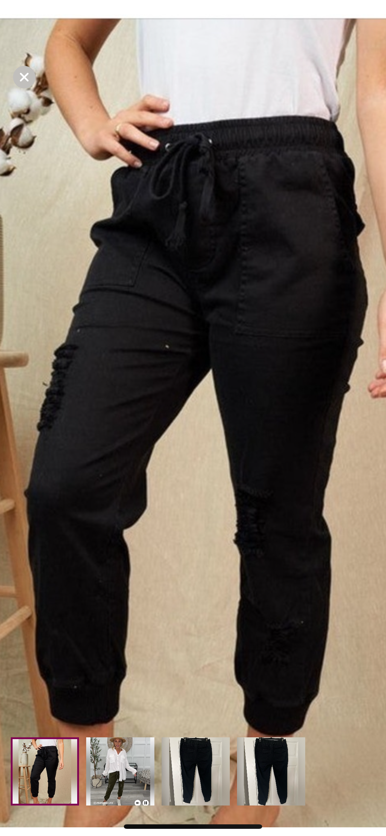 White Birch Drawstring Jogger Pants (Black)