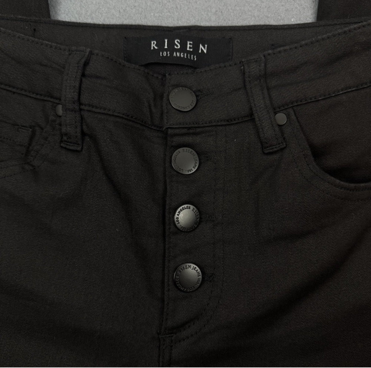 Risen Coated Skinny Button Down Jeans (Black)