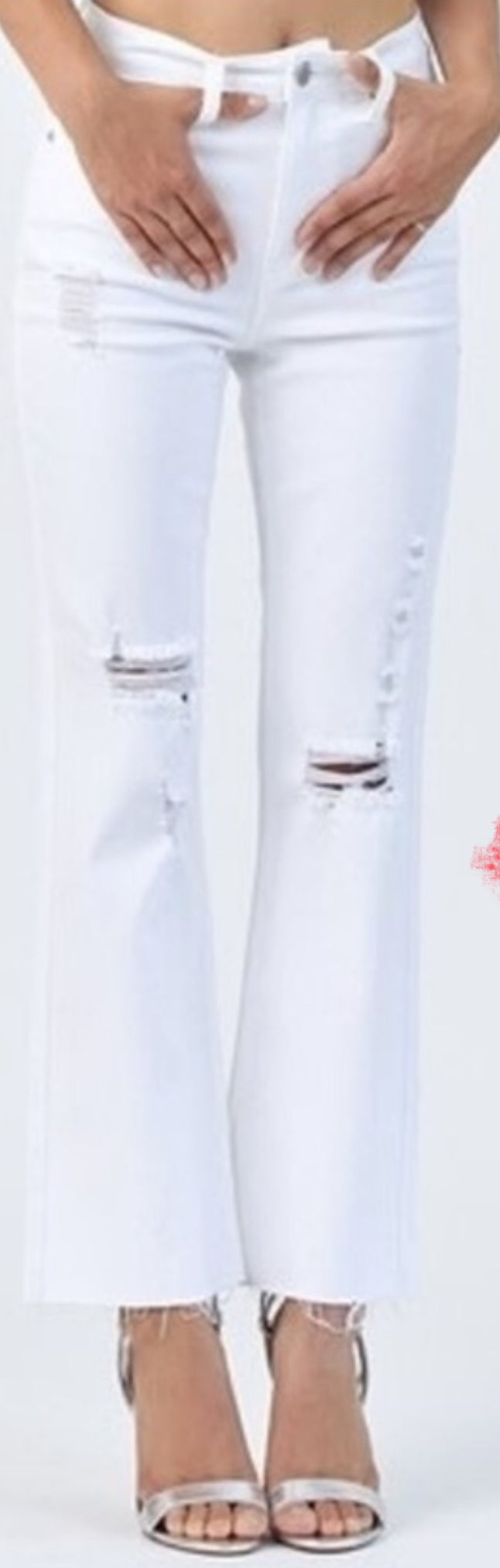 Risen Raw Hem Jeans (White)