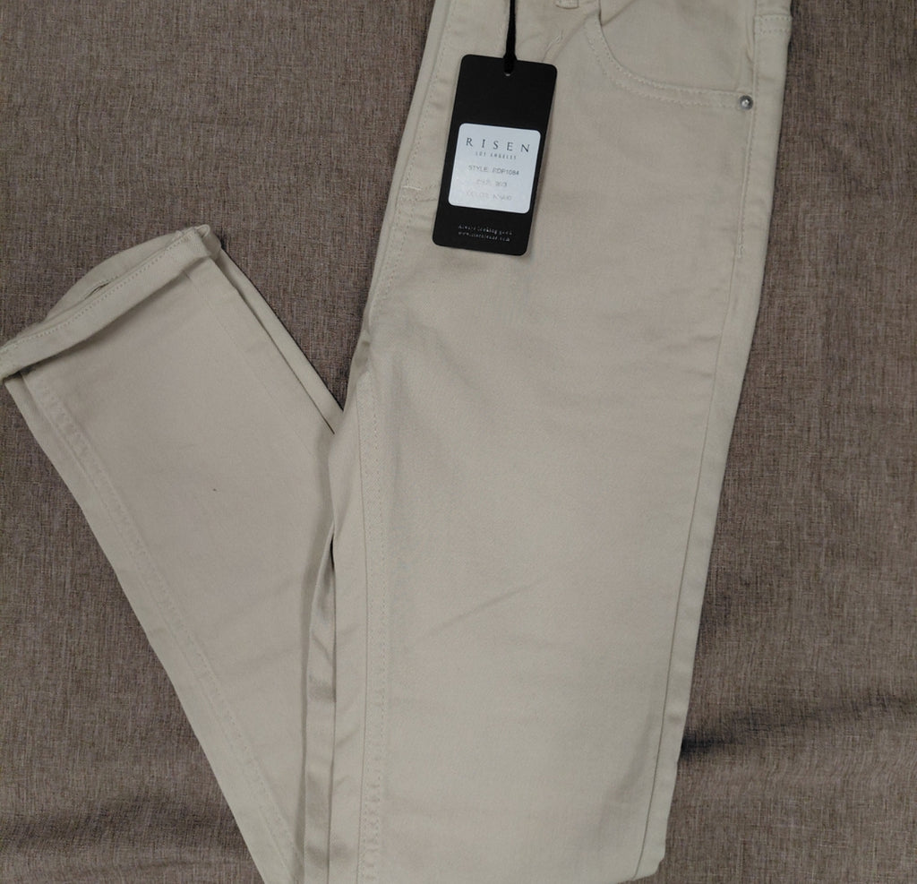 Risen Skinny Cuffed Jeans (Khaki)