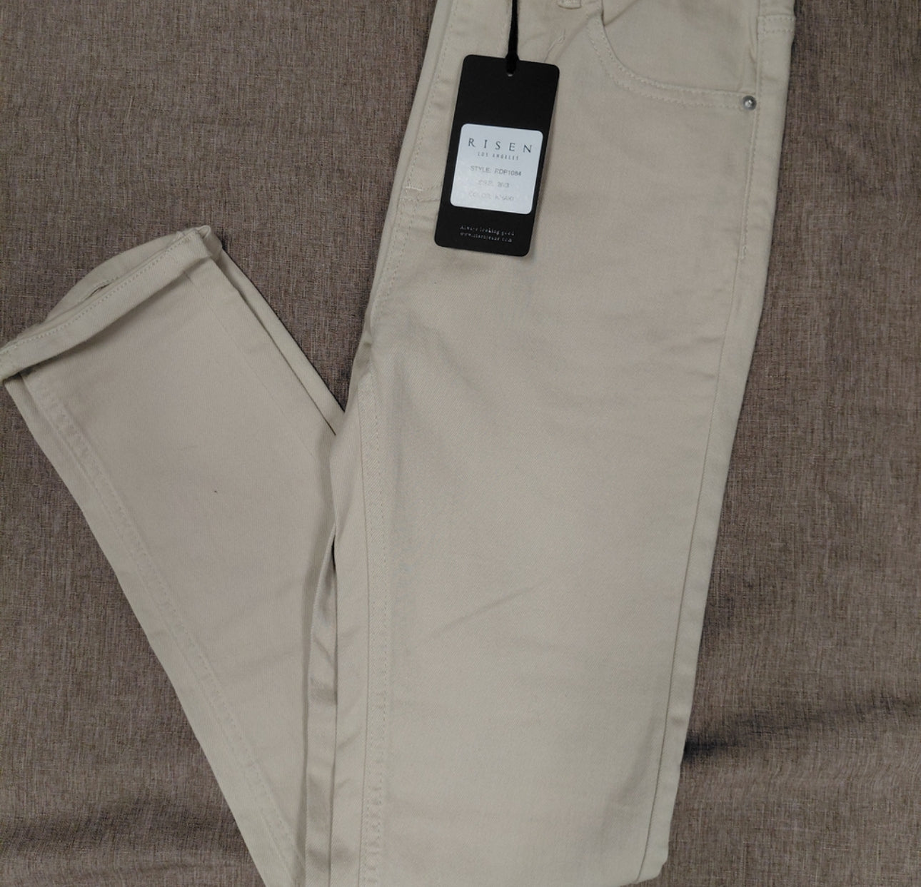 Risen Skinny Cuffed Jeans (Khaki)