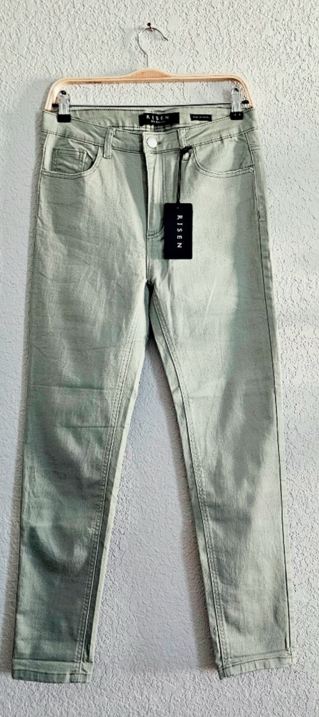 Risen Skinny Cuffed Jeans (Sage Khaki)