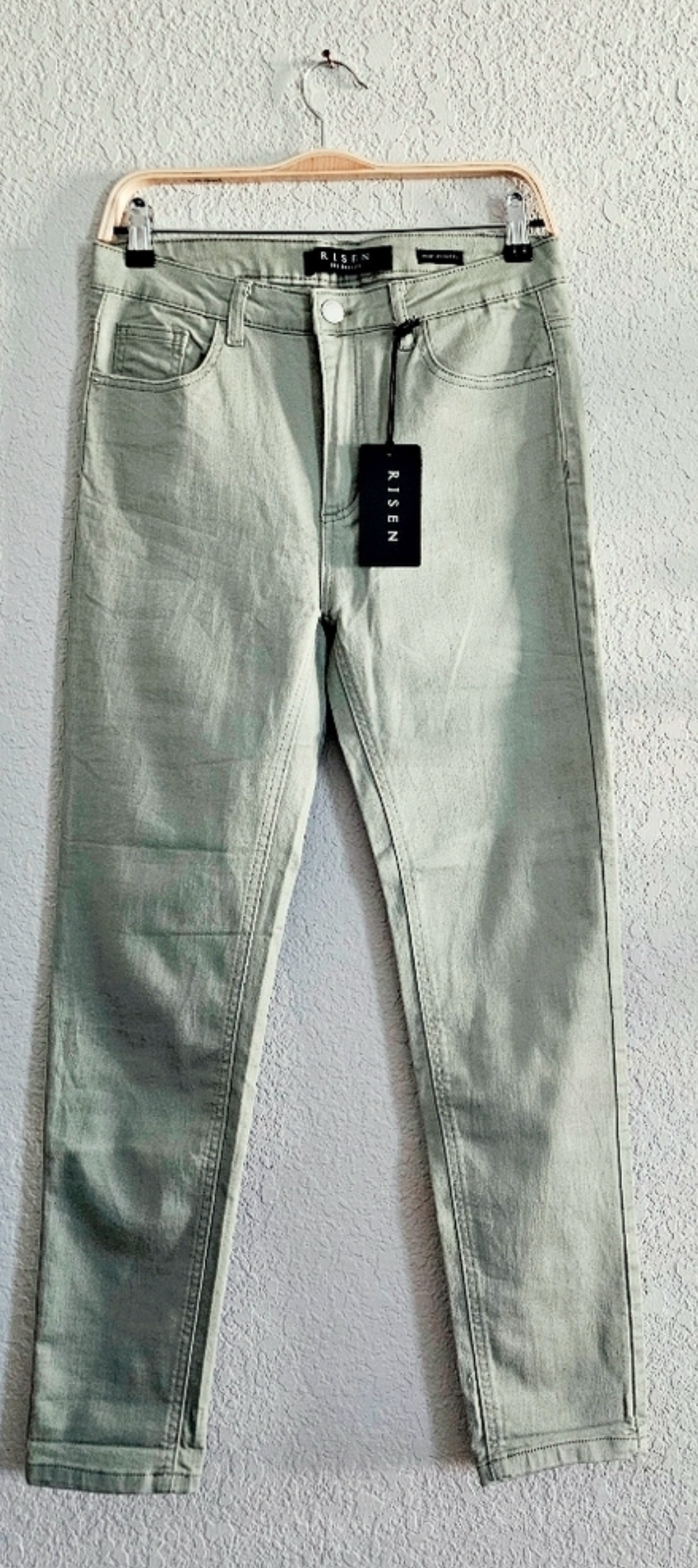 Risen Skinny Cuffed Jeans (Sage Khaki)