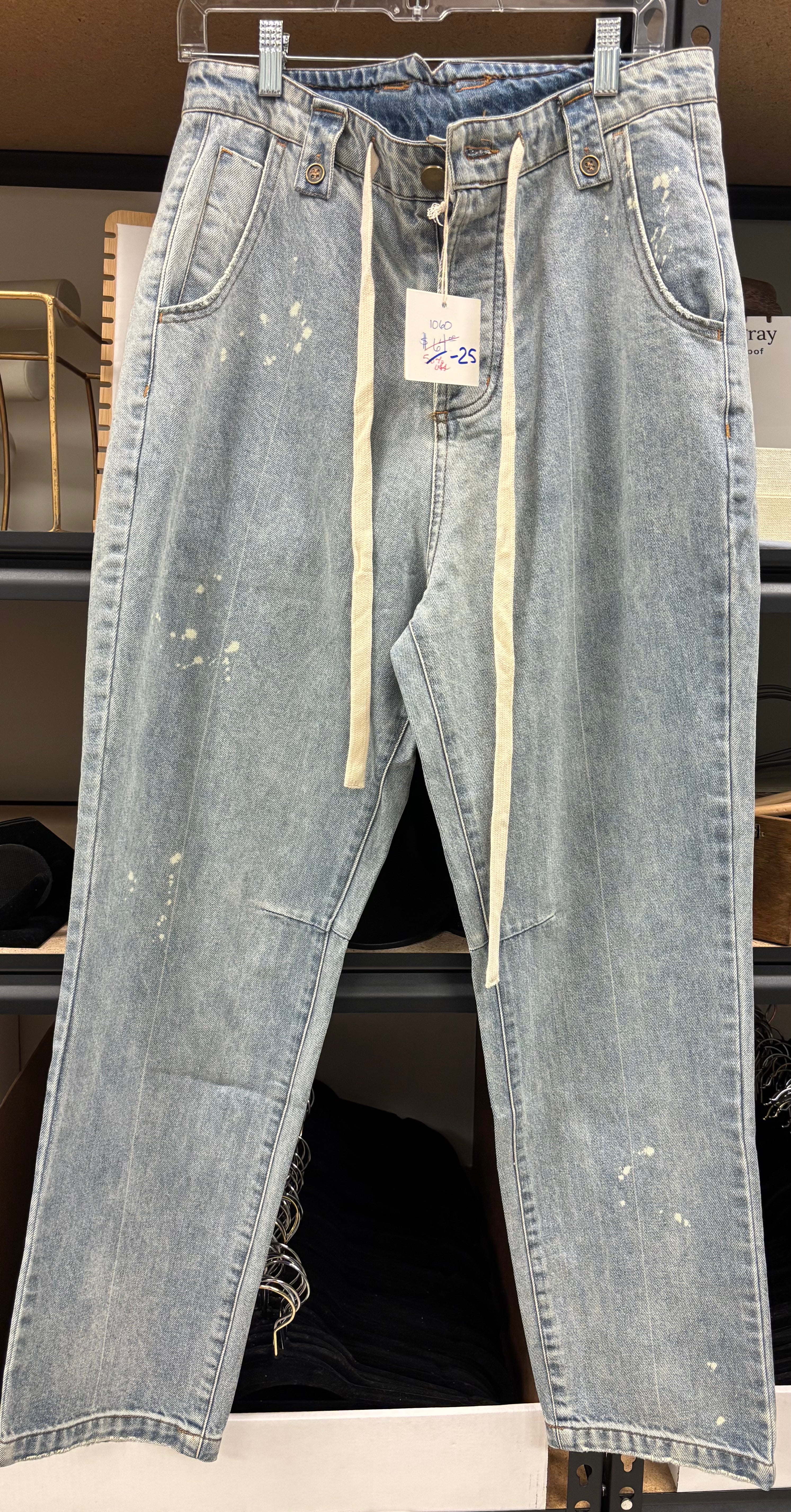 P.Cill Drawstring Bleached Jeans (Light Wash)